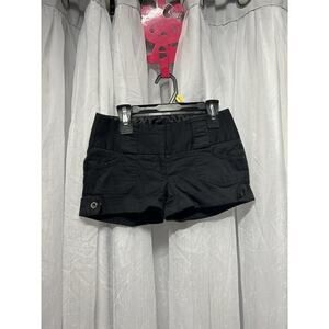 VTG Y2K Guess Mini Micro Shorts Preppy Academia Grunge Low Rise Sz 24 Black